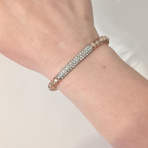 834 ViVI Amber Crystal Beaded Rhinestones Adjustable Slider Charm Bracelet - Picture 1 of 4